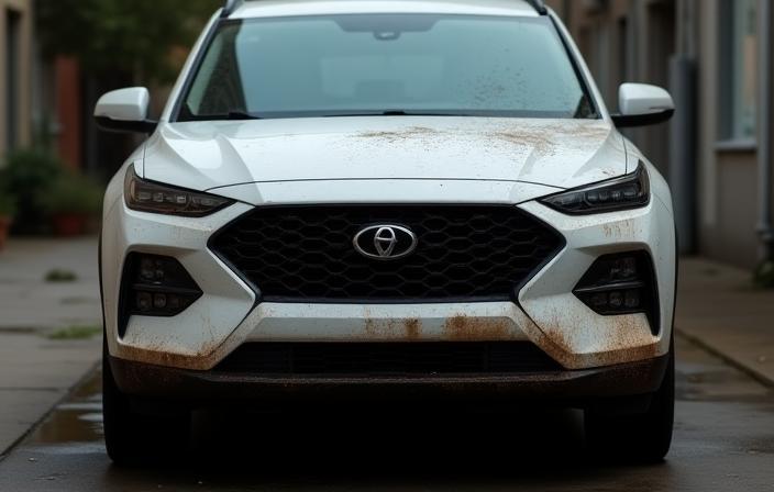 SUV putih sebelum detailing